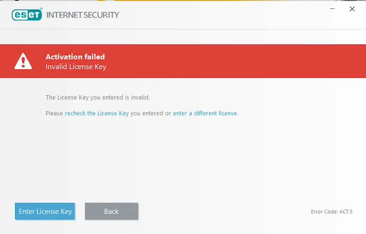 خطای Activation failed/Invalid License Key در eset خطای Activation failed/Invalid License Key در eset