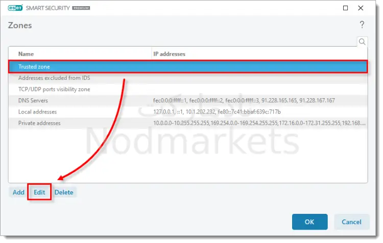 اضافه کردن IP جدید به ESET