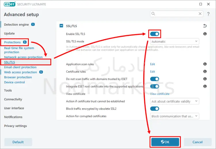 غیرفعال کردن فیلتر SSL در Eset غیرفعال کردن فیلتر SSL در Eset