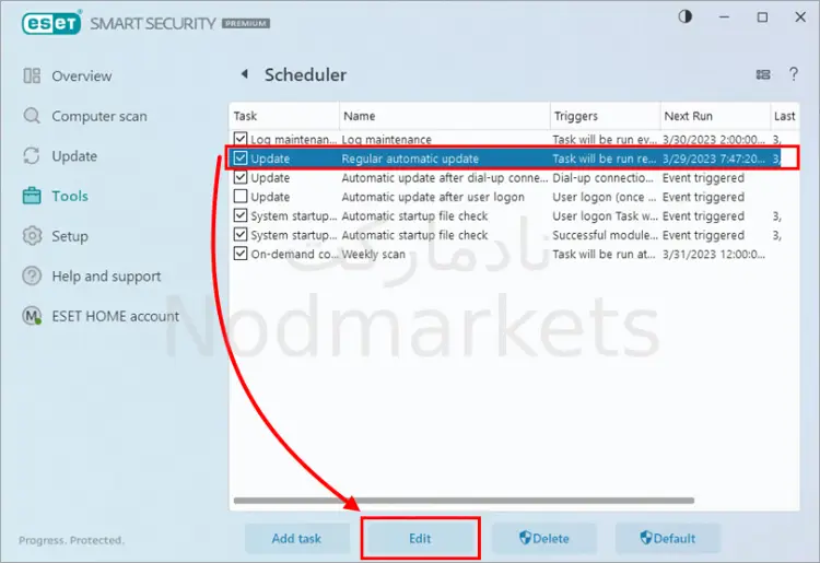 نحوه زمان بندی خودکار آپدیت Eset