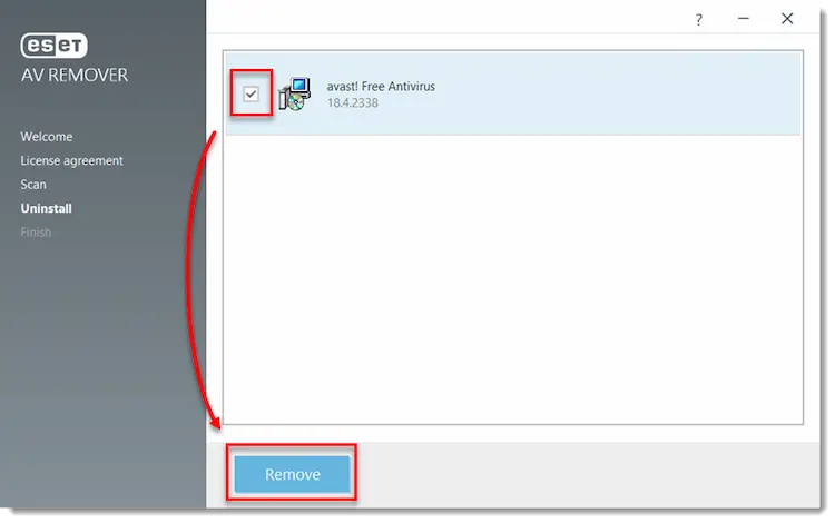 حذف آنتی ویروس با ESET AV Remover