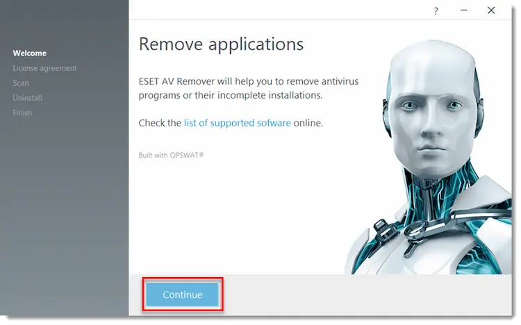 حذف آنتی ویروس eset با ESET AV Remover tool