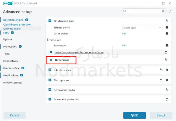 گزینه ThreatSense در Eset گزینه ThreatSense در Eset