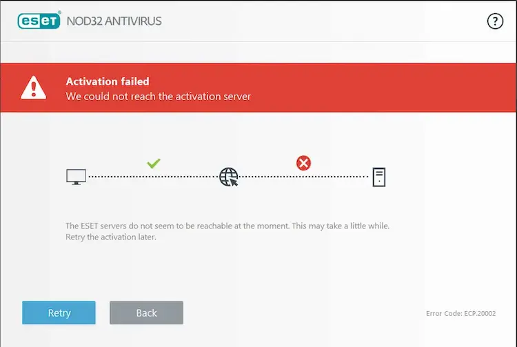 خطای ECP.20002 - We could not reach the activation server خطای ECP.20002 - We could not reach the activation server